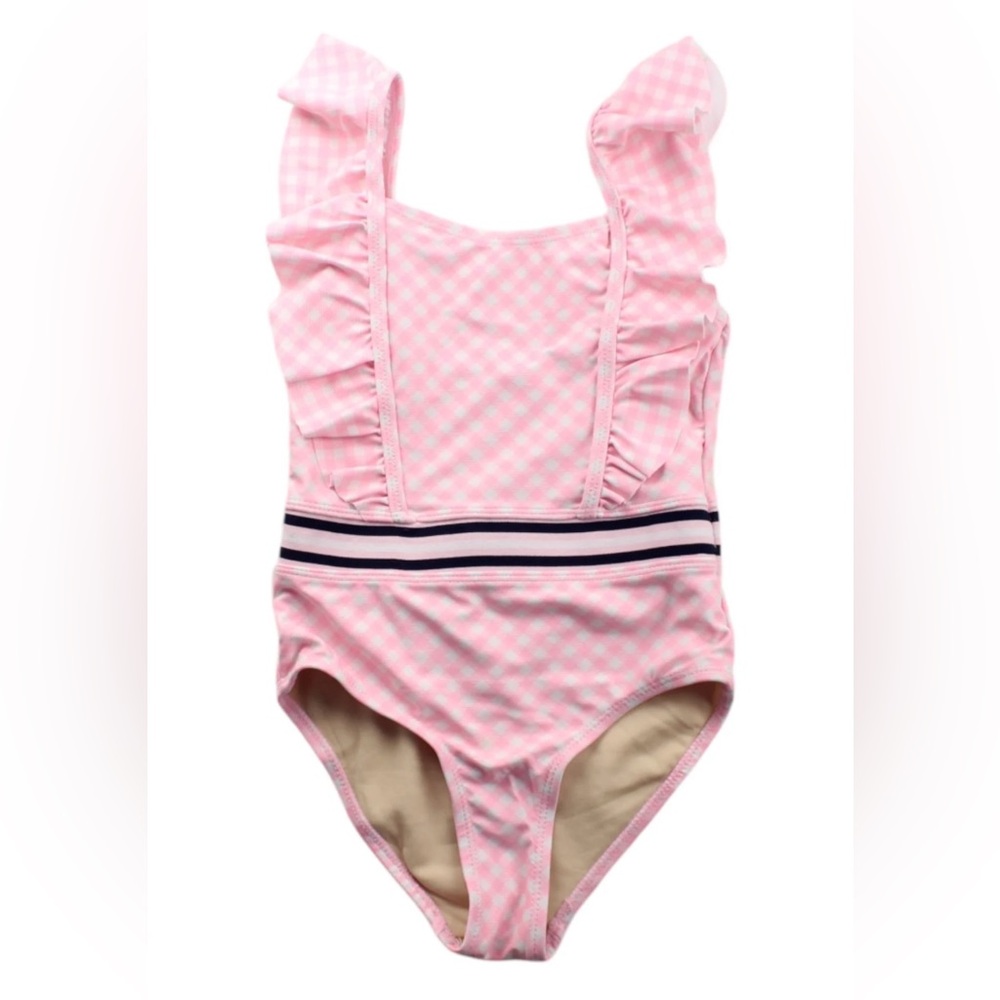 Shade Critters Stylish Pink Checkered Kids Swim One Piece